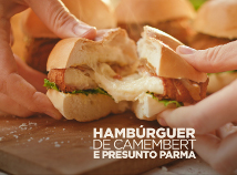 Hambúrguer de Camembert e<br>Presunto Parma 