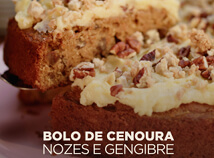 Bolo de Cenoura, Nozes e Gengibre