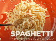 Spaghetti de Pupunha à Carbonara