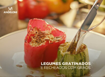 Legumes gratinados <br> recheados com grãos